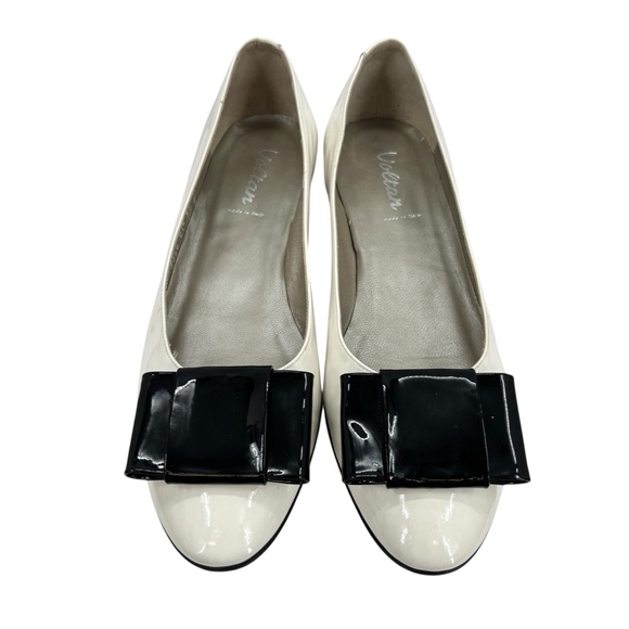 Voltan Patent Leather Bow Flats Black White Sz. 10.5/41 - Picture 4 of 9